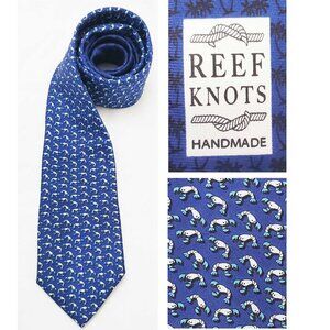 Reef Knots Mens Neck Tie Lobster Ocean Blue Silk NWOT